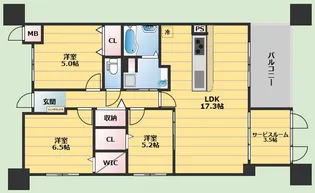 ミッドヴィレッジ曽根【7階】の間取り