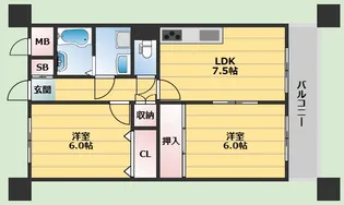 アルカディア箕輪【4階】の間取り