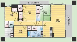 パークナードフィット津雲台【7階】の間取り