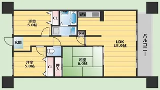 グラシュー森【3階】の間取り