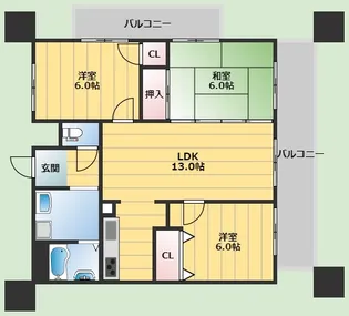 ボヌール千里中央【3階】の間取り
