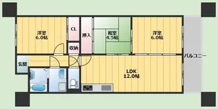 エクウス箕面【3階】の間取り
