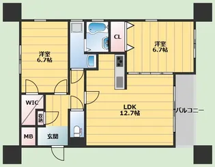 シェール中桜塚【3階】の間取り