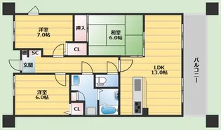 プリンスコート刀根山【2階】の間取り