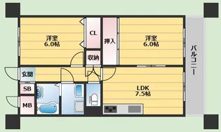 アルカディア箕輪【1階】の間取り