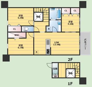 アヴニール箕面【2階】の間取り