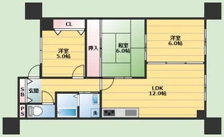 スリーファイブ宮の坂【3階】の間取り