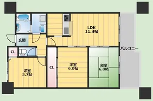センチュリー上山手【3階】の間取り