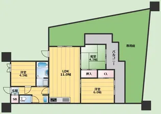 クレール千里中央【1階】の間取り