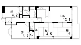 カネボウ芦屋アーバンプラザ【4階】の間取り