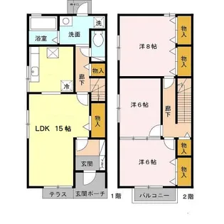やまてタウンハウスC棟【1階】の間取り