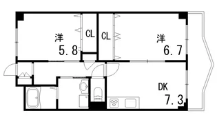 ラシュレウエスト六甲【2階】の間取り