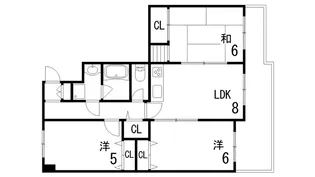 芦屋パティオ【3階】の間取り