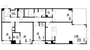 パークシュロス芦屋【3階】の間取り