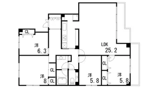 グランフォルム芦屋川【2階】の間取り
