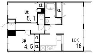 芦屋パインクレスト【2階】の間取り