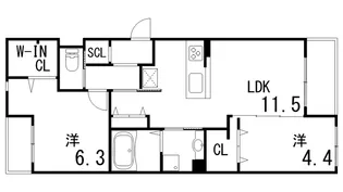 リクイーザ住吉【3階】の間取り