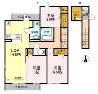 グレイスコート芦屋大原町【2階】の間取り