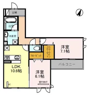 ラポール岡本【1階】の間取り