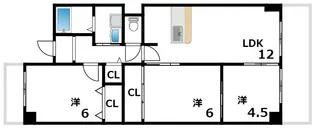 フロレセール南六甲【3階】の間取り