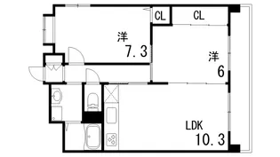 フレグランス芦屋【3階】の間取り