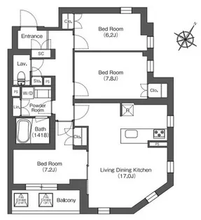 ミレーネ芦屋東山【2階】の間取り