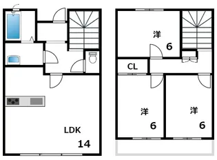 兵庫県神戸市東灘区西岡本4丁目【テラスハウス】の間取り
