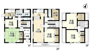 兵庫県神戸市東灘区田中町3丁目【一戸建】の間取り