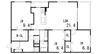 芦屋CUBE山手【2階】の間取り