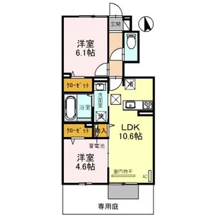 ラヴィーベール江井島【1階】の間取り