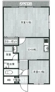 2DKの間取り画像