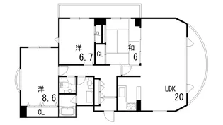 ベルコート芦屋【3階】の間取り