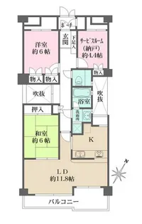 コート芦屋朝日ヶ丘4号棟【4階】の間取り