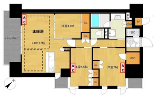 グランカサーレ西明石駅前【9階】の間取り