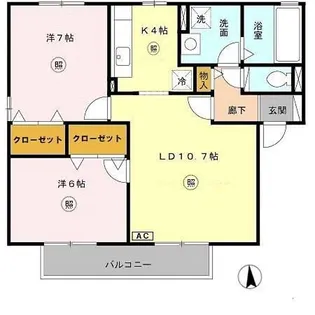 キングスコートB棟【2階】の間取り