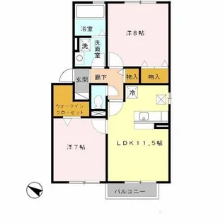 クレールヒル白水【1階】の間取り