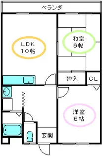 メイゾーン霞ヶ丘F棟【2F号室】の間取り