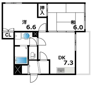 ヴィーボ六甲【101号室】の間取り