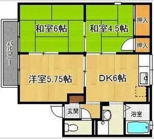 エステート塩屋山手【1階】の間取り