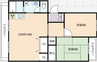 明石貴崎鉄筋住宅5号棟【2階】の間取り