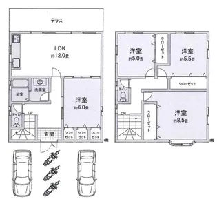 兵庫県芦屋市茶屋之町【一戸建】の間取り