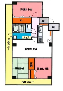 サバービアシティ21 B【17階】の間取り