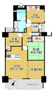 パームスクェアジェームス山【8階】の間取り