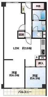 ユニハイツ朝霧【4階】の間取り