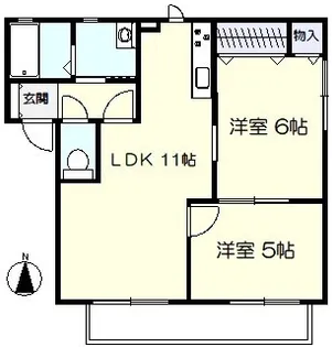 リファインド二ツ屋B【2階】の間取り