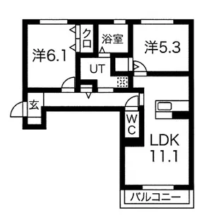 ワンウェーブ霞ヶ丘【2階】の間取り