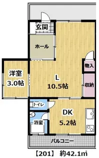 1LDKの間取り画像