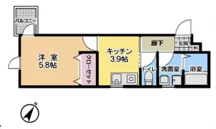 1DKの間取り画像