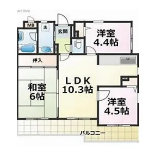 ワコーレプラージュ須磨【3階】の間取り