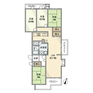 中落合第二住宅四九一号棟【4階】の間取り